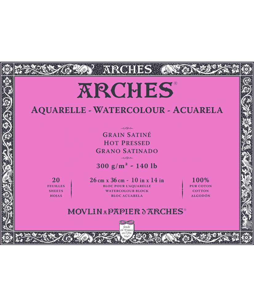 C&R: Block acuarela 26x36cm 300gr Arches Hot pressed C&R: Block acuarela 26x36cm 300gr Arches Hot pressed