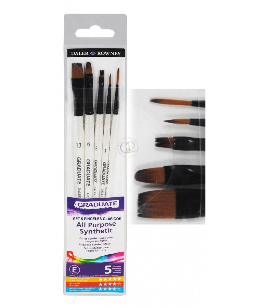 Set 5 pinceles Clásico Graduate – DALER ROWNEY Set 5 pinceles Clásico Graduate – DALER ROWNEY