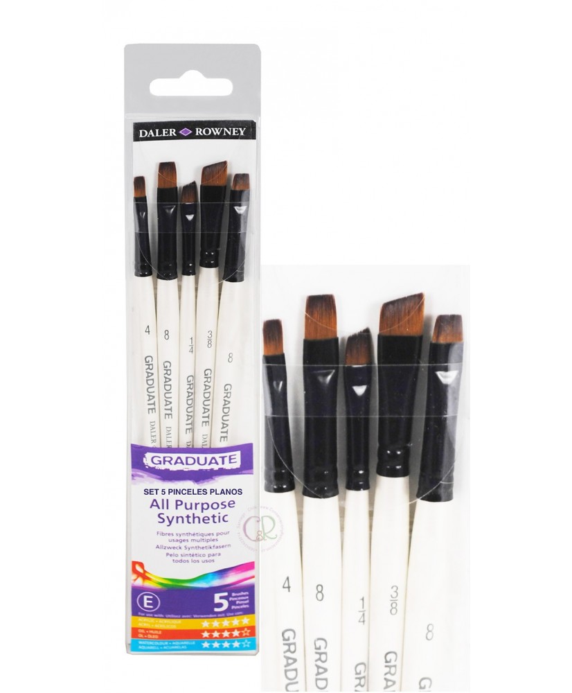 C&R: Set 5 pinceles Planos Graduate – DALER ROWNEY C&R: Set 5 pinceles Planos Graduate – DALER ROWNEY