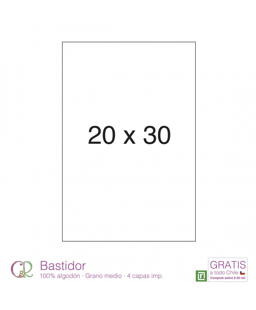 C&R: Bastidor 20x30cm 100% algodón C&R: Bastidor 20x30cm 100% algodón